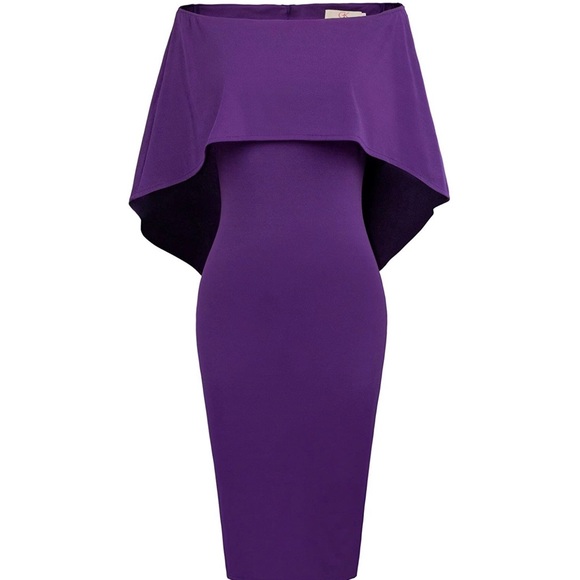 Dresses & Skirts - Off Shoulder Batwing Cape Midi Dress